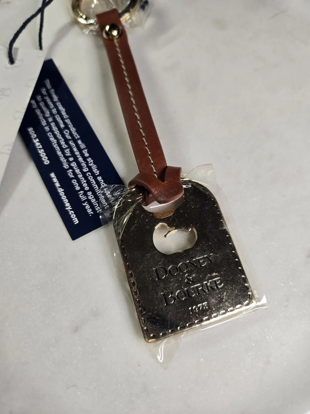 NWT Dooney & Bourke Luggage Tag Key Fob Gold Medallion Charm Rare Discontinued